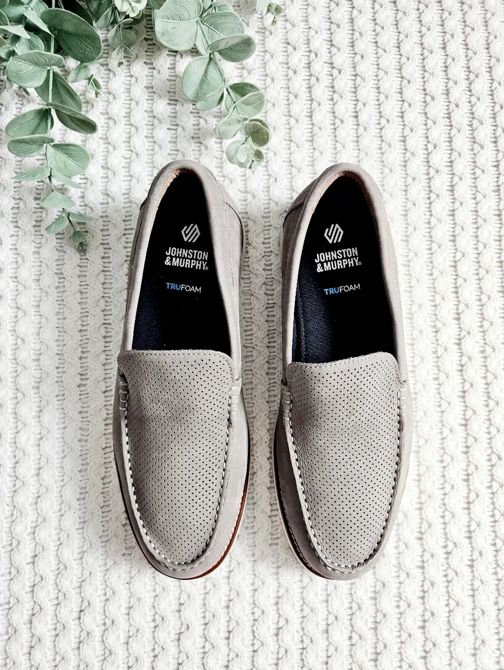 Johnston & Murphy Upton Perfed Venetian Loafers Leather Slip On TruFoam Men's 10